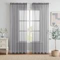 Charcoal Grey Sheer Curtains 84 Inches Long 2 Panels (Charcoal Grey / 54"W x 84"L (Pack of 2))