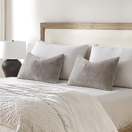 Decorative Lumbar Throw Pillow Covers 12x20 Inch Light Gray 2 Pack (20" x 12" (Pack of 2) / Light Gray)