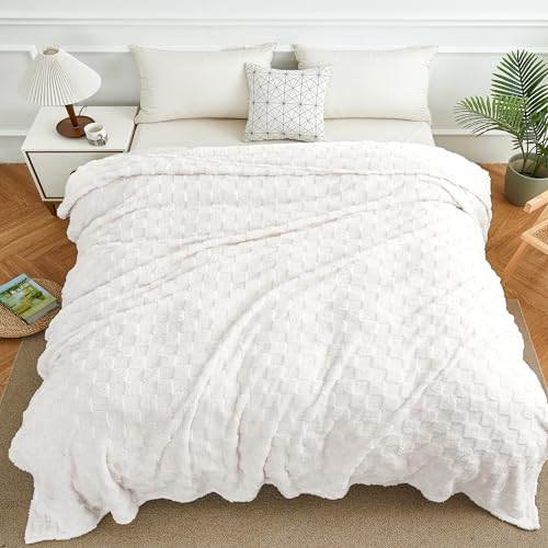 Fluffy Cozy Throw Blanket for Couch 50"x70" Cream White (Biege / Throw(50×60in))