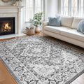 5x7 Area Rugs for Living Room Bedroom (Floral Grey / 5' x 7' (Rectangular))