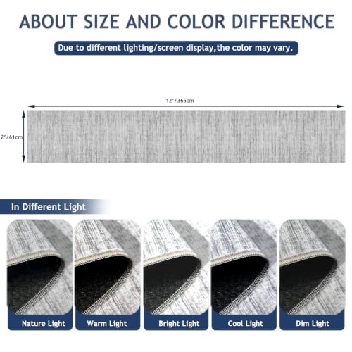 Runner Rug 2x12 Runners for Hallway 12ft Non (Grey / 2' x 12' (Runner))