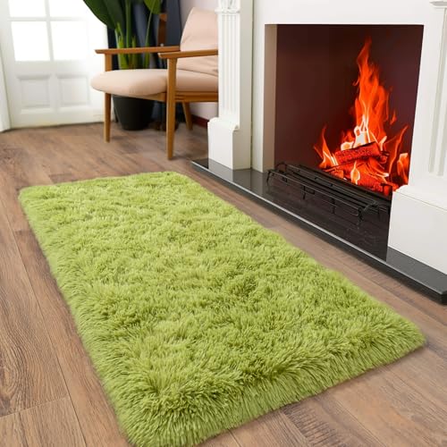 Soft Runner Rugs for Bedroom Hallways (2' x 4' (1 pc) / Grass Green)