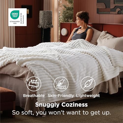 Soft Cozy Full Size Fleece Blankets for Bed Off White 84"x90" (Off White / Full)