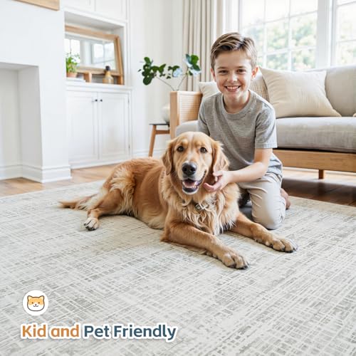 8x10 Washable Area Rug for Living Room Bedroom (White Gray / 8' x 10' (Rectangular))