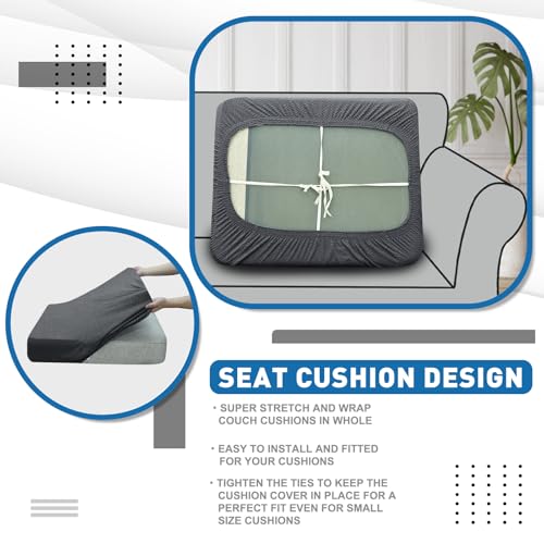 1 Piece Stretch Couch Cushion Covers Individual Sofa Slipcovers (Single Seat Cushion/Backrest / Dark Gray)