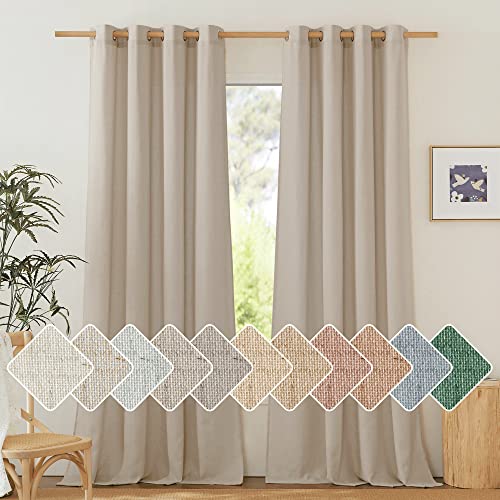 Thick polyester and linen Curtains 96 inch Long (Taupe / 55"W x 96"L (Pack of 2))