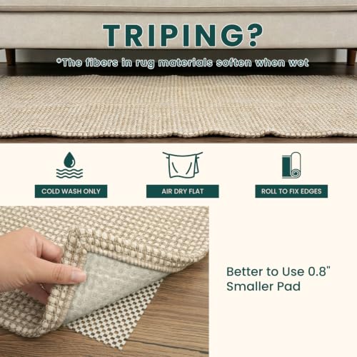 Runners for Hallways 2x6 ft Washable Kitchen Runner Non Slip Rubber Backed Hall Runners Cotton Entryway Runner Rugs for Indoor Backdoor Bedroom Kitchen (Ivory Beige / 2' x 6' (Runner))