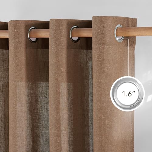 Linen Gold Brown Curtains for Living Room (Gold Brown / 55"W x 96"L (Pack of 2))