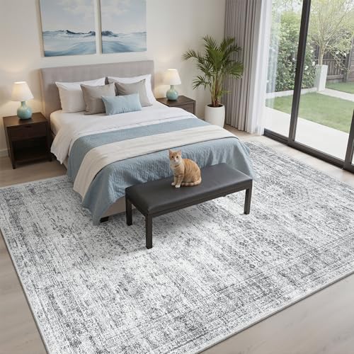 7x9 Area Rug for Living Room Washable Rugs Non (Grey / 7' x 9' (Rectangular))