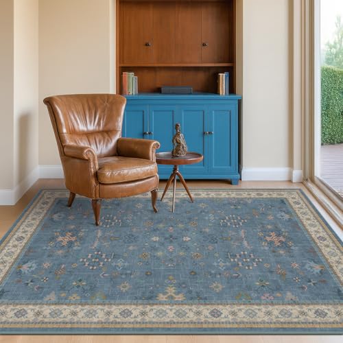 Washable 4x6 Small Rug for Living Room (4' x 6' (Rectangular) / Dusty Blue)