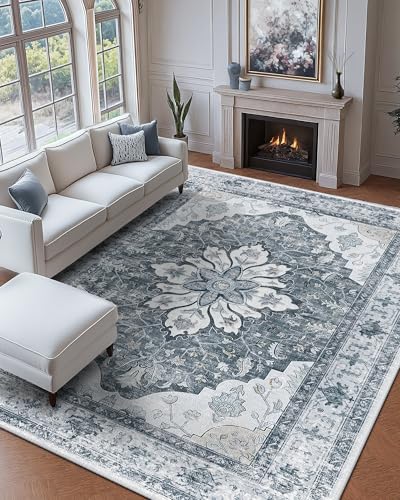 Washable Area Rug (Grey/White/Beige / 9' x 12' (Rectangular))