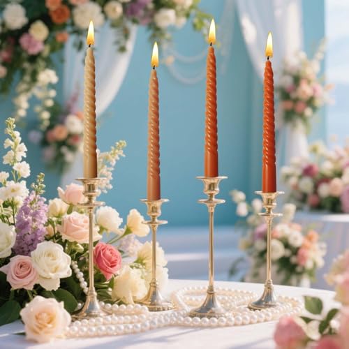 4 Pcs10 Inch Fall Orange Gradient Color Taper Candles (10 in / Orange series)