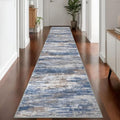 Modern Abstract Washable Rug Runner 2.6x14 Hallway Rug Runner Non (Blue Rust White / 2'8" x 14' (Runner))