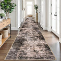 Abstract Runner Rug 3x18 Ft Washable Runners for Hallways (Brown/Rust / 3' x 18' (Rectangular))