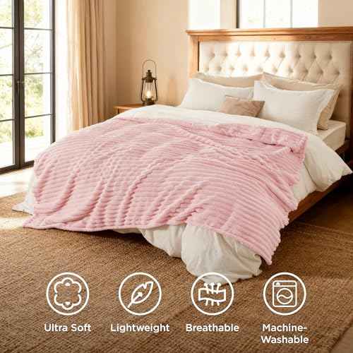 Soft King Size Blankets for Bed Coral Pink 108"x90" (Coral Pink / King)
