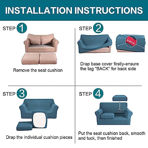 3 Piece Sofa Covers For 2 Cushion Couch Sofa Slipcover Soft Couch Cover For Dogs (Loveseat (2 Cushion) / Dusty Blue)