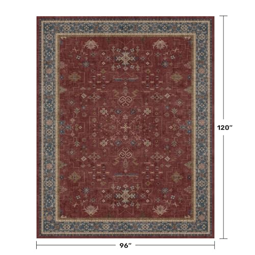 Oriental 8x10 Large Area Rugs for Living Room (8' x 10' (Rectangular) / Burgundy)