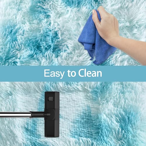 Tie Dyed Sky Blue 2x8 Machine Washable Runner Rugs for Hallway Soft Fluffy Shaggy Bedside Rugs for Bedroom Living Room Indoor Floor Carpet for Kids Girls and Boys Nursery Rooms Home Decor Aesthetic (Tie-dyed Sky Blue / 2' x 8' (Runner))