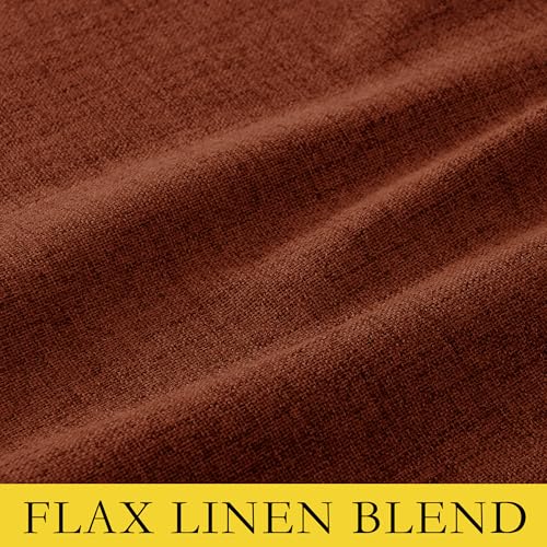 100% Absolutely Blackout Linen Curtains with Thermal Insulated Liner (52"W x 102"L (Pack of 2) / Burnt Orange)