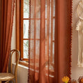 Bohemian Macrame Curtains 84 Inches Long for Living Room (Z-terracotta / 50"W x 84"L (Pack of 2))