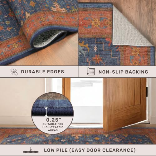 Dining Room Rugs for Under Table (7' x 9' (Rectangular) / Blue / Terracotta)