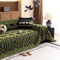 Boho Couch Cover Geometric Striped Pet Covers for Couches and Sofas Olive Green and Black Dog Cover for Couch Pet Friendly Chenille Sectional Sofa Covers for Pets Washable (71" x 118" / Stripe: Olive Green and Black)