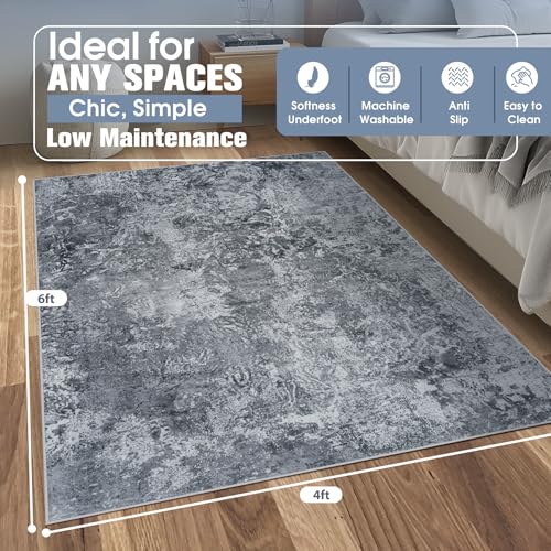 4x6 Area Rugs for Living Room Washable Bedroom Dining Room Black (Black / 4' x 6' (Rectangular))