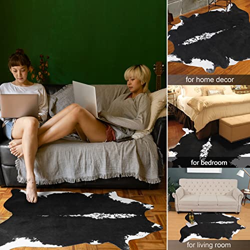 Faux Cowhide Rug (5'2" X 6'3" (Irregular) / Black)