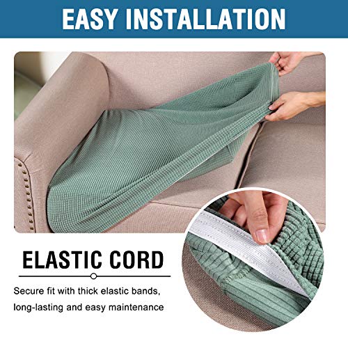 Super Stretch Couch Cushion Covers Sofa Cushion Slipcovers Jacquard Fabric Individual Seat Couch Slipcover Sets for Pets with Elastic Bottom (Sage)