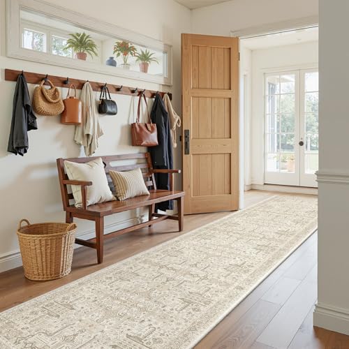Hallway Washable Runner Rug 2x10 (Beige / 2' x 10' (Runner))