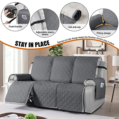 Waterproof Recliner Couch Covers Washable (Dark Gray / 3 Seater)