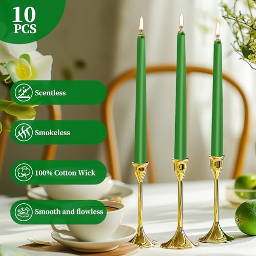 0.87×10 Inch Green Taper Candles (Dark Green)