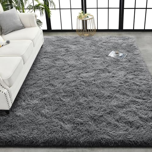 Super Soft Shaggy Rugs Fluffy Carpets (8' x 10' (Rectangular) / Coal Gray)