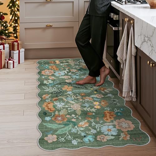 Hallway 3x6 Washable Runner Rug (3' x 6' (Rectangular) / Green/Floral)