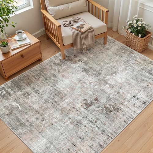 Abstract 3x5 Rugs (Pink/Grey / 3' x 5' (Rectangular))