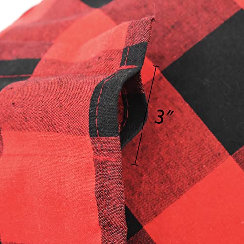 Buffalo Check Window Curtains 72 inches Long Living Room Cotton Curtain Panels Bedroom Plaid Gingham Farmhouse Decor Curtains Rod Pocket Kitchen Bathroom Basement 2 Panels Red Black 52"x72" (52"W x 72"L (Pack of 2) / Red+black)