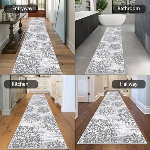 HEBE Hallway Runner Rug 2'8''x12' (Grey / 2'8" x 12' (Rectangular))