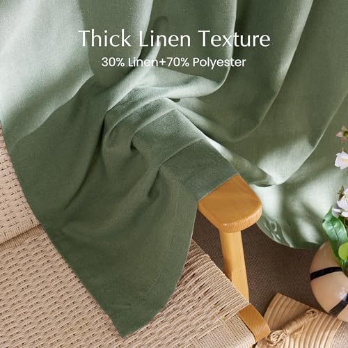 Forest Green Linen Curtains for Kitchen (Forest Green / 55"W x 84"L (Pack of 2))