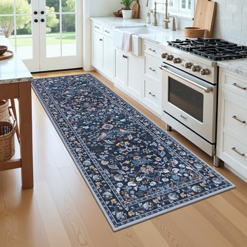 HEBE Hallway Runner Rug 2'x8' (Indigo Blue / 2' x 8' (Rectangular))