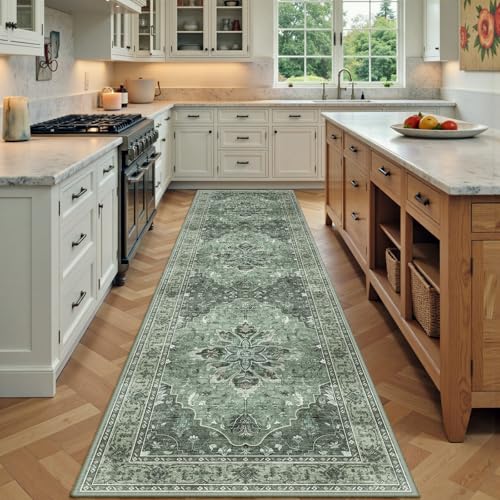 Washable Area Rug (Green/Dark Green/Gray / 3' x 7' (Rectangular))