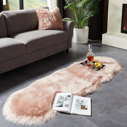 Faux Sheepskin Rug (2' x 6' (Sheepskin) / Pink)