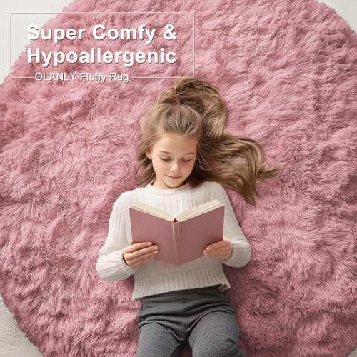 Pale Pink Round Rugs for Bedroom (9 Ft Round / Pale Pink)