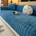 Sectional Velvet Couch Covers for 2 Seats (Lake Blue / 1PC/35.4"x63"/Loveseat & Short "L" Part)