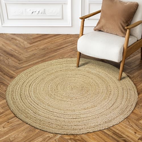 Jute Braided Woven Kitchen Rug 3 Feet Round (3' (Round) / Natural)