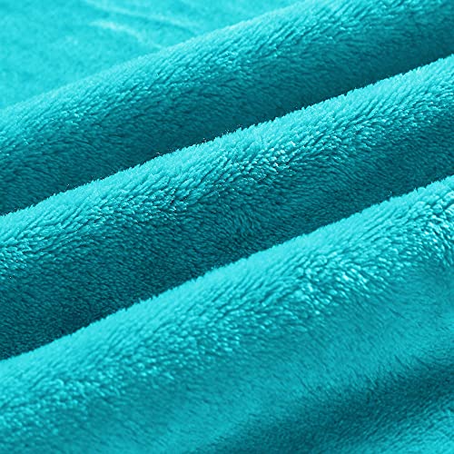 Fleece Blanket Soft Plush Queen Size Bed Blanket Peacock 90"x90" (Teal / Queen(90"x90"))