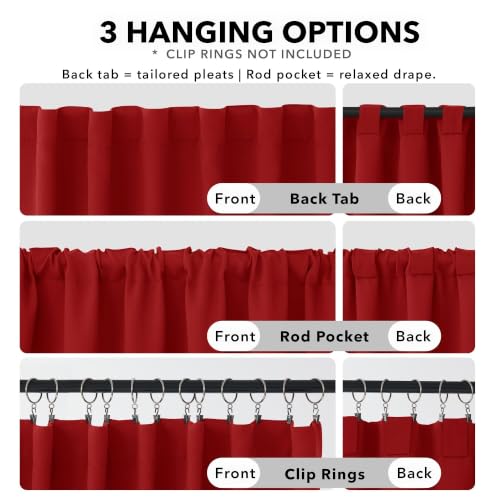Blackout Curtains for Bedroom (Red / 52"W x 45"L (Pack of 2))