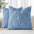 Faux Fur Plush Soft Blue Throw Pillow Covers 22x22 Set of 2 (22" x 22" (Pack of 2) / Blue)