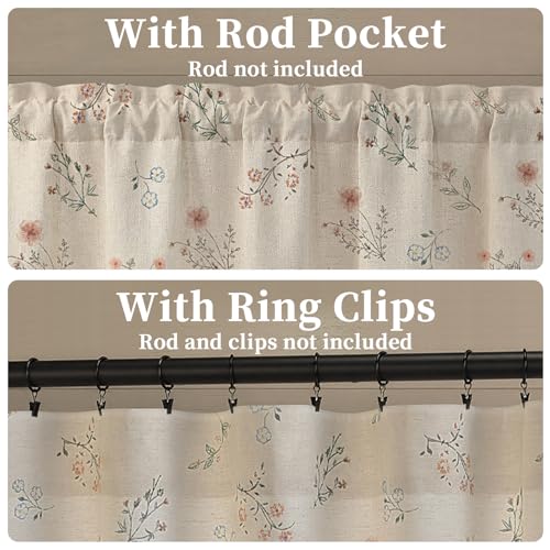 Kitchen Valances for Windows (Vintage Florals / 52"W x 18"L (Pack of 1))