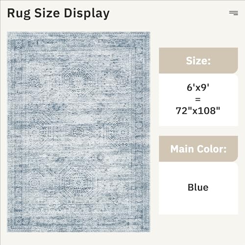 6x9 Area Rug for Living Room Washable Rugs Non (Blue / 6' x 9' (Rectangular))