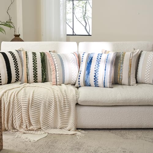 Boho Throw Pillow Covers 18x18 Inch Set of 2 (Orange Blue / 18" x 18" (Pack of 2))